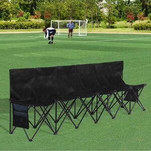 6 Seats Portable Folding Bench for Sports Camping - Black by Yaheetech