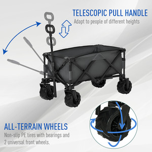Outsunny Outdoor Pull Cart Folding Cargo Wagon - Grey by Outsunny