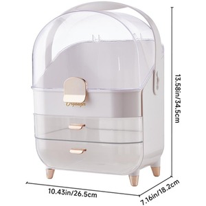 Dustproof Makeup Organiser with Drawers - White by komore