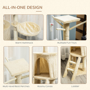 PawHut Cat Tree Activity Centre Condo - Beige by PawHut