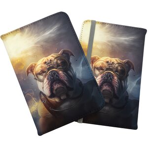 Bulldog With Glasses Splashart Golden Passport Cover - Brown by Warren Reed - Designer
