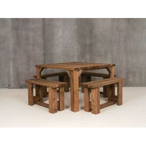 Quadrum Picnic Table With 4 Benches - Rustic brown by Quadrum
