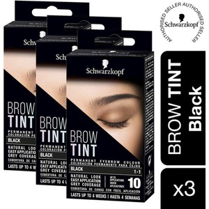 Schwarzkopf Brow Tint Professional Black Permanent Eyebrow Dye Tinting Kit - Buy 2 - Black / 6cm / 0.12kg by Schwarzkopf