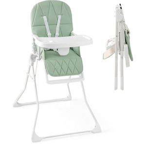 Foldable High Chair Compact Highchair - Green by Costway