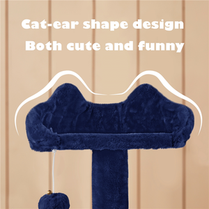 Multilevel Cat Tree with Scratching Posts - Navy Blue / 137cm by Yaheetech