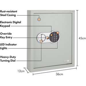 71 Key Wall Mountable Digital Safe - Grey by VonHaus