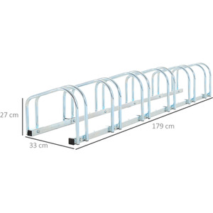 HOMCOM Bike Stand Parking Rack 2022 - Silver / 179L x 33W x 27H cm by HOMCOM