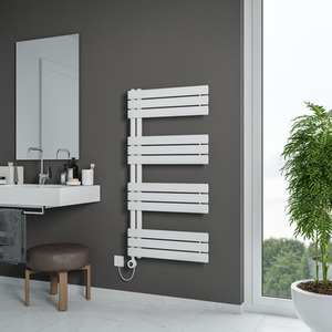 Lola Open Electric Designer Towel Radiator - WHITE / 60cm by Agadon
