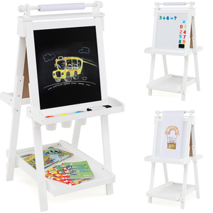 3-in-1 Kids Double-sided Art Easel - White by Costway