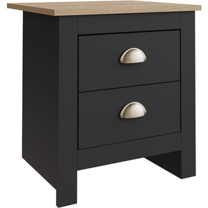 Lancaster 3 Piece Bedroom Set - Wardrobe, Chest of Drawers, Bedside - Black by GFW