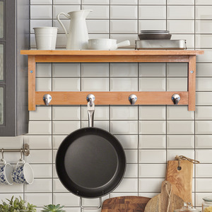 HOMCOM Mounted Bamboo Shelf Clothes Rack - Brown by HOMCOM