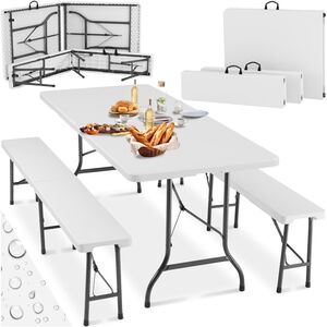 Dining Table And Bench Set - White by tectake