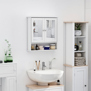 kleankin Wall-mounted Bathroom Cabinet Mirror - White by kleankin