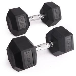 Phoenix Fitness Hex Dumbbell Pair - Black / 17.5kg by Phoenix Fitness