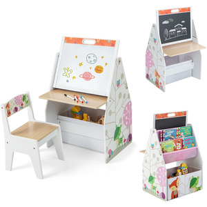 Double-Sided Kids Art Easel Toddler Table Chair Set by Costway