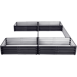 U-shaped Metal Garden Flower Bed with 5 Compartments by Livingandhome