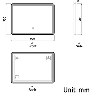Bathroom Mirror with LED Lights, Black Frame, Rectangle by AicaBathroom