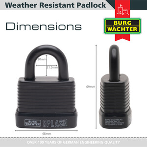 Splash Padlock 40mm - Black by Burg-Wachter