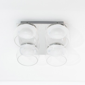 Alissa IP44 Integrated LED 4 Way Ceiling Light with Glass Shades - Silver by ValueLights