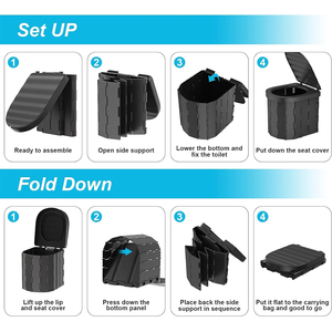 Folding Portable Outdoor Camping Travel Toilet - Black
