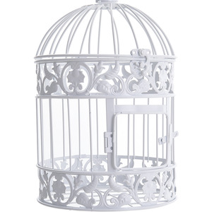 White Vintage Iron Decorative Birdcage - White by Livingandhome