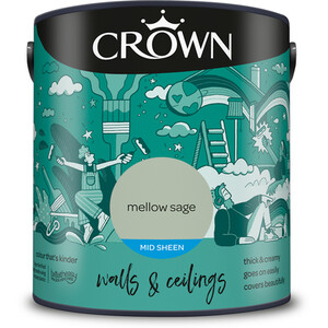 Crown Walls and Ceilings Mid Sheen Emulsion - Mellow Sage / 2.5l by Crown Paints