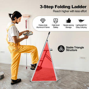 3-Step Ladder Folding Step Stool - Silver by Costway
