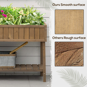 Outsunny Wooden Herb Planter Raised Bed Container - Brown by Outsunny