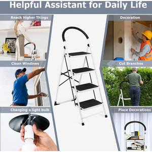 4-Step Portable Ladder - Black by Costway