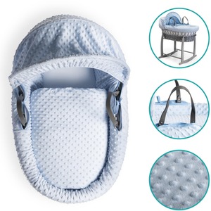 Dimple Grey Wicker Moses Basket - Blue by Clair de Lune