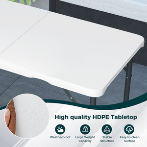122 cm Portable Camping Table - White by Costway