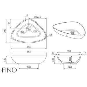 Fino Stone Capileira Matt Countertop Stone Basin - White by Fino Stone