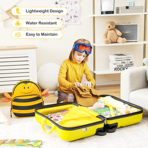 Kids Ride-on Hardshell Suitcase Backpack - Yellow by Costway