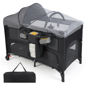 Portable Baby Bassinet Bedside Sleeper - Grey by Costway