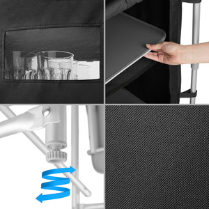 Camping Kitchen with 4 Shelves and Sink - Black by tectake