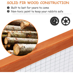 PawHut rabbit Run Wooden Rabbit Hutch Cage - Natural by PawHut