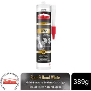 Unibond Seal and Bond Sealant Cartridge Multi Purpose Adhesive White, 389g - Buy 1 by Unibond