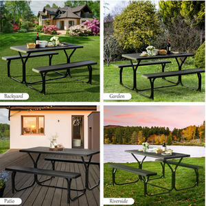 Picnic Table Bench Set - Black by Costway