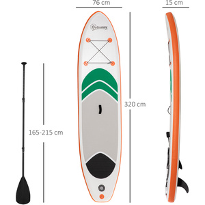 Outsunny 10ft Inflatable Paddle Stand Up Board - White by Outsunny