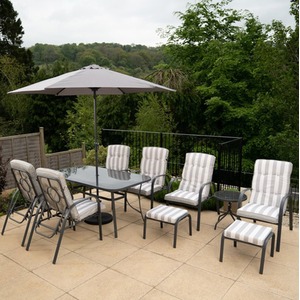 Reclining Garden Leisure And Dining Furniture Set - Grey by Hectare