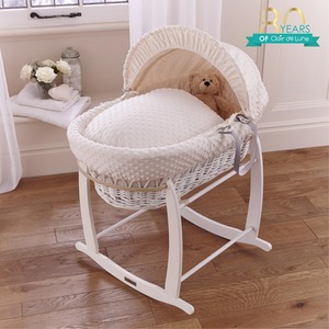 Dimple White Wicker Moses Basket - Cream by Clair de Lune