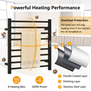 2-in-1 Towel Warmer Rack - Black by Costway