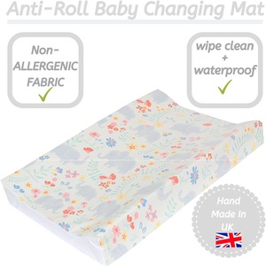 Anti-Roll Wedge Baby Changing Mat - Pink Floral Elephants / Pink Floral Elephants by Babycurls