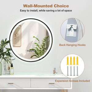 Bathroom Round Makeup Vanity Mirror - Silver by Costway