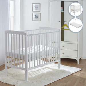 Sydney Compact Cot White with Kinder Flow Mattress - White by Kinder Valley
