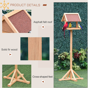 PawHut Wooden Bird Feeder with Freestanding Cross shaped Support Feet - Natural by PawHut