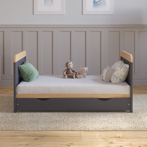 Levi Cot Bed With Drawer And Mattress - Anthracite/Pine by Love For Sleep