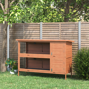 PawHut Small Animal Hutch Pet Cage for Outdoor - Orange by PawHut