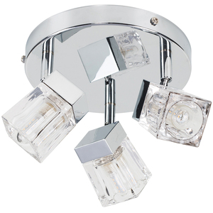 Ritz Ice Cube IP44 Rated 3 Way Bathroom Ceiling Spotlight and LED Bulbs - Silver by ValueLights