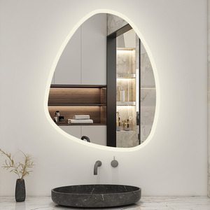 Asymmetrical LED Bathroom Mirror Dimmable Anti-Fog - White by AicaBathroom